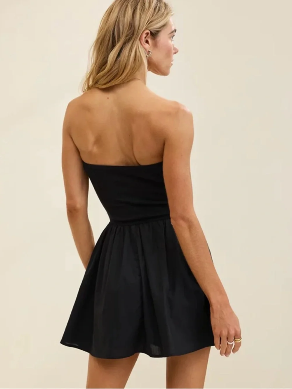 NWT aerie Strapless At The Barre Mini Dress in Black - Picture 2 of 8